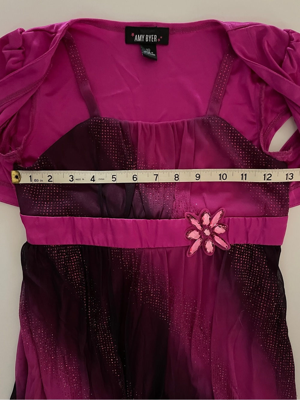 Amy Byer Girls Magenta Ombré Glitter Party Dress with Attached Bolero Size 10 - Picture 8 of 10